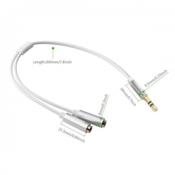 Ugreen 3.5mm Aux Stereo Audio Splitter Cable 3.5 Male To 2 X 3.5 Female White (replacing 10739)
