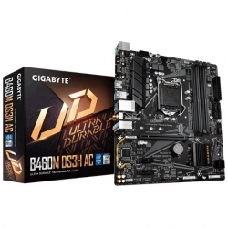 Gigabyte B460M DS3H AC B460 WiFi Micro-ATX MB : Socket 1200 For Intel 10th Gen. Processors 4 x DDR4, HDMI, 802.11ac WIFI & BT 4.2, Realtek HD Audio, 1 x PCIE x16, 2 x PCIE x1, 1 x M.2, 6 x SATA 6GB/s, 6 x USB 3.2 Gen 1, 2 x USB 2.0, RAID (B460M DS3H AC)