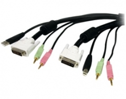 Startech 15 Ft 4-in-1 Usb Dvi Kvm Switch Cable W/ Audio & Microphone Usbdvi4n1a15