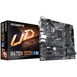 Gigabyte H470 Ultra Durable Motherboard 4xDDR4, 6xSATA, 2xM.2, USB-C, USB3.2 Gen1, uATX,3YR (Ga-H470M-Ds3H)