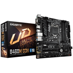 Gigabyte Intel® B460 Ultra Durable Motherboard 4xDDR4, 6xSATA, 2x M.2, USB-C, USB3.2 Gen1, uATX, 3YR (Ga-B460M-D3H)