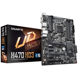 Gigabyte H470 Ultra Durable Motherboard 4xDDR4, 6xSATA, 2xM.2, USB-C, USB3.2 Gen2, ATX,3YR (Ga-H470-Hd3)