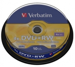 Verbatim Dvd+ Rw 4.7gb 10pk Spindle 4x 43488