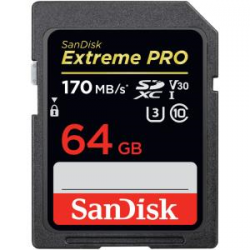 Sandisk Extreme Pro Sdxc Sdxxy 64Gb V30 U3 C10 Uhs-I 170Mb/ S R 90Mb/ S W 4X6 Lifetime Limited