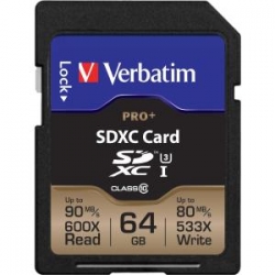 Verbatim Sec Digi Card Pro+ Sdhc Class10 Uhs-i 64gb (r:90mb/s, W:80mb/s) 49197