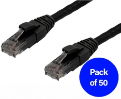4C 0.25M Pack Of 50 Ethernet Network Cable. Black (004.002.2001.50PACK)