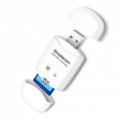 Simplecom 2 Slot Superspeed USB 3.0 Card Reader with Dual Caps Micro SDHC/SDXC - White CR303-WH