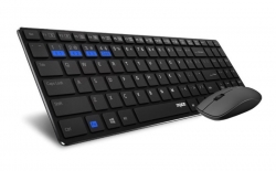 Rapoo 9300M Keyboard & Mouse: Bluetooth & 2.4G Wireless Multi-mode - 1300DPI Spill-Resistant 5.6mm Ultra-Slim Black (9300M)