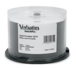 Verbatim Cd-r 50pk Spindle - Ij Printable Wide - 52x 80min Blue Azo 94755