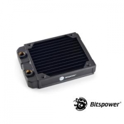 Bitspower Leviathan Slim 120mm 4xg1/4 Radiator High Durability Powder Coated In Black With High Quality Copper Material. Features Dual Sided  Bp-nls120-f4pb