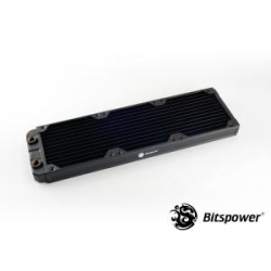Bitspower Leviathan Slim 360mm 4xg1/4 Radiator High Durability Powder Coated In Black With High Quality Copper Material. Features Dual Sided  Bp-nls360-f4pb
