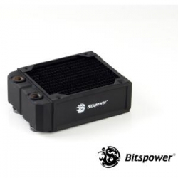 Bitspower Leviathan Xtreme 120mm 4xg1/4 Radiator High Durability Powder Coated In Black With High Quality Copper Material. Features Dual Bp-nlx120-f4pb