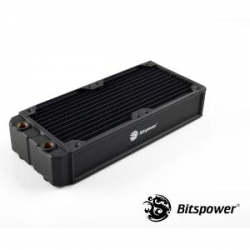 Bitspower Leviathan Xtreme 240mm 4xg1/4 Radiator High Durability Powder Coated In Black With High Quality Copper Material. Features Dual Bp-nlx240-f4pb