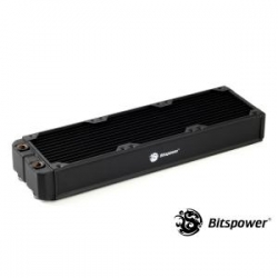Bitspower Leviathan Xtreme 360mm 4xg1/4 Radiator High Durability Powder Coated In Black With High Quality Copper Material. Features Dual Bp-nlx360-f4pb