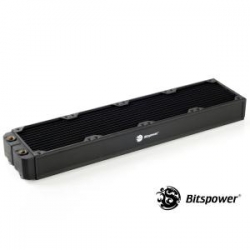Bitspower Leviathan Xtreme 480mm 4xg1/4 Radiator High Durability Powder Coated In Black With High Quality Copper Material. Features Dual Bp-nlx480-f4pb