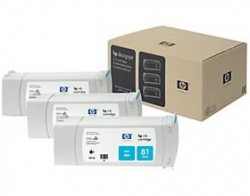 Hp No 81 Dye Cartridges 3 X 680 Ml Cyan C5067a
