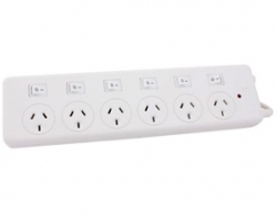 Powerhousepc 6 Way Powerboard With Individual Switches Elelegpb6swspwh_b