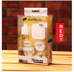 Melkco Traveler Charger (universal Power Adapters For Uk/ Au/ Us/ Eu) With 2 Usb Output Ports Mobinttravelpack