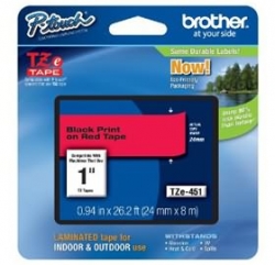 Brother Tze451 24mm Black On Red Tz Tape