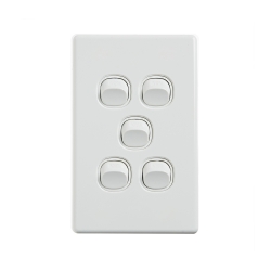 4C | Elegant Wall Switch 5 Gang 250V 16A - Vertical 040.0.0091