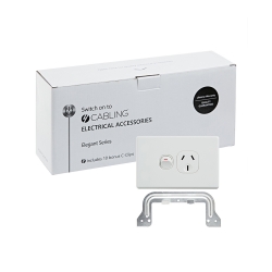 4C | Elegant Single Power Point 250V 10A - Horizontal - 10 Pack with 10 FREE C-Clips 040.0.0094.10PACK