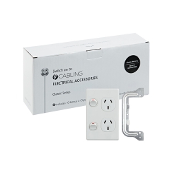 4C | Classic Double Power Point 250V 10A - Vertical - 10 Pack with 10 FREE C-Clips 040.000.0017.10PACK