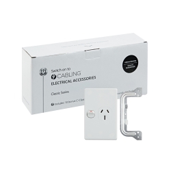 4C | Classic Single Power Point 250V 15A - Vertical - 10 Pack with 10 FREE C-Clips 040.000.0019.10PACK