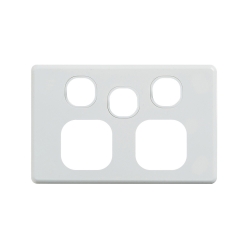 4C | Classic Double Power Point with Extra Switch Cover Plate - White 040.000.0030