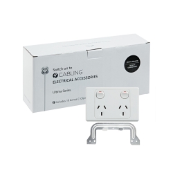 4C | Ultima Double Power Point 250V 10A - Horizontal - 10 Pack with 10 FREE C-Clips