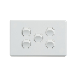 4C | Classic 5 Gang Switch 250V 16AX - Horizontal