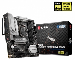 MSI B460M MORTAR WIFI LGA 10th Gen mATX MB 4xDDR4 3xPCIE RAID 1xHDMI 1xDP 2xM.2 8xSATAIII 2xUSB3.2 6xUSB2.0
