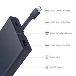 Ugreen 10000mah Power Bank With Typec Cable - Blue 40972 Acbugn40972