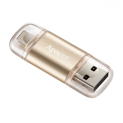Apacer Ah190 64gb Gold Dual Flash (usb 3.1 Type A + Lightning) (apple Mfi Certified, Works With