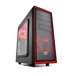 Deepcool Tesseract Sw Mid Tower Case Side Window Includes 2 Red 120mm Led Fans Red Tesseract Sw
