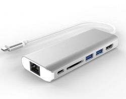 Astrotek All-in-one Dock Thunderbolt Usb-c 3.1 Type-c To Hdmi+usb3.0+card Reader+rj45 Gigabit Lan+typec