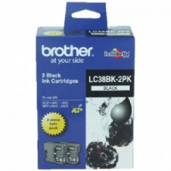 Brother Lc-38bkblack Ink 2pk Suits Dcp-165c Lc38bk2pk