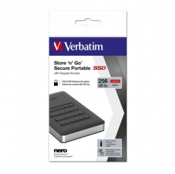 Verbatim Usb 3.1 Store"N"Go Secure Ssd W/ Keypad Access 256Gb - Black 53402