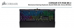 Corsair K70 Mk.2 Rgb Gaming Cherry Mx Blue Backlit Rgb Led Aluminium Frame Mechanical Keyboard.