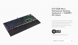 Corsair K70 Mk.2 Rgb Gaming Cherry Mx Silent Usb Pass-through Port Backlit Rgb Led Mechanical Keyboard