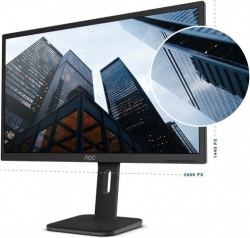 Aoc 27" Ips 5Ms 2560X1440 Business Monitor W/ Has - Dp/ Hdmi/ Dvi/ Vga Speaker Vesa100Mm Height