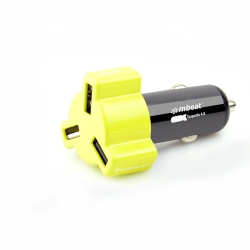 Mbeat 4.8a 24w Triple-port Rapid Yellow Car Charger Chgr-348-yel