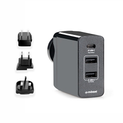 Mbeat Gorilla Power 45w Usb-c Power Delivery (pd 2.0) And Dual Usb-a World Travel Charger Mb-chgr-pd45
