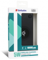 Verbatim Li-Polymer Qi 5W Wireless Charging Power Pack 10 000Mah - Black 65934