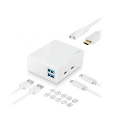 Mbeat Cubix Portable Usb-C Docking Station With Built-In Power (White Colour) Mb-Cub-01W
