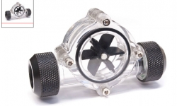 Bitspower Flow Indicator Bp-fi-clbkmbk With Transparent Body And Matte Black Fittings. True