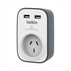 Belkin 1 Outlet Surge Protector With 2 Usb Ports (2.4a) Bsv103au