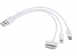 Astrotek Usb 3 In 1 Data Charger Cable 60cm For Iphone Samsung Usb To Micro B 9 Pins 30 Pins At-usb-3in1
