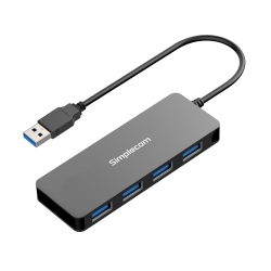 Simplecom Ch319 Ultra Slim Aluminium 4 Port Usb 3.0 Hub For Pc Mac Laptop Black Ch319-Bk
