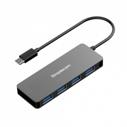 SimpleCom Ultra Slim Aluminium Usb 3.1 Type C To 4 Port Usb 3.0 Hub (CH320 Black)