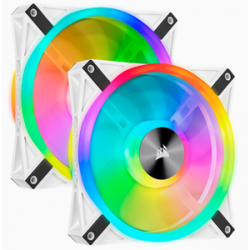 Corsair iCUE QL140 RGB 140mm PWM White Fan — Dual Fan Kit with Lighting Node CORE CO-9050106-WW